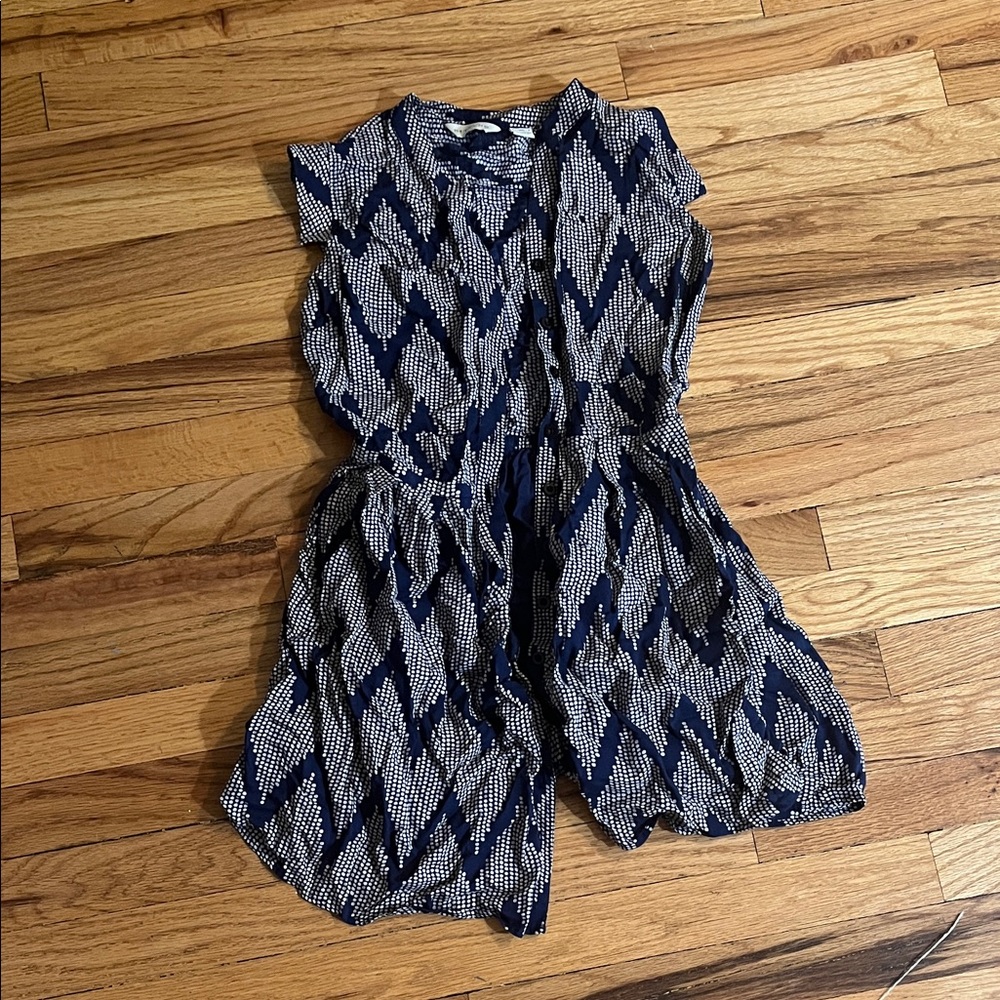 Stylish Blue and White Zigzag Women's Blouse